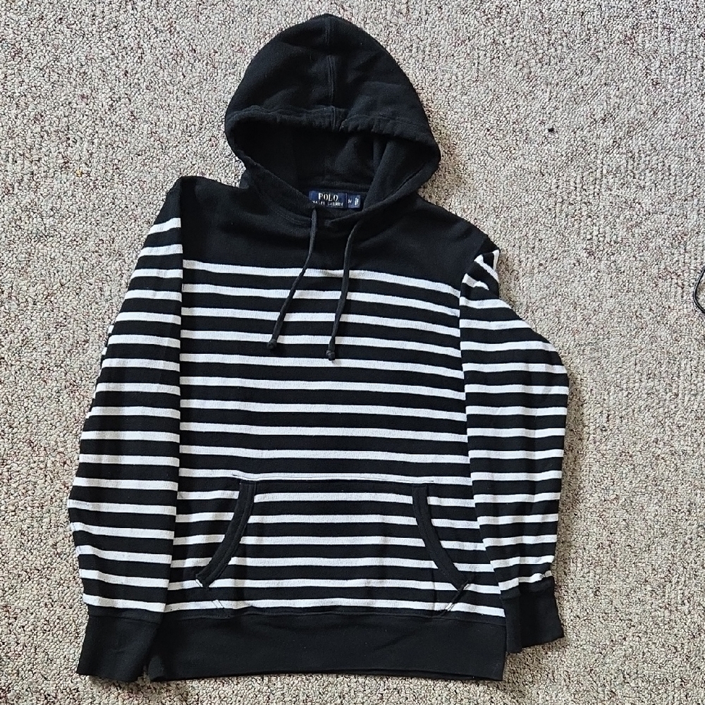Ralph Lauren Black and White Striped Hoodie